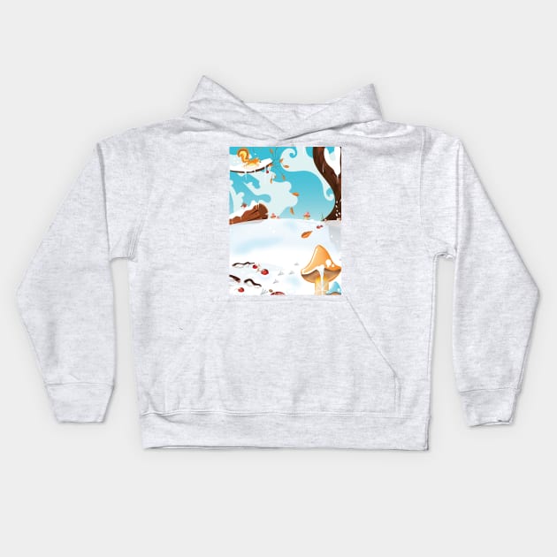 Winter mushrooms Kids Hoodie by nickemporium1